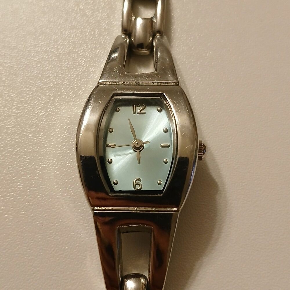 Women's Silver Tone Elegant Light Blue Dial Stainless Steel Watch Japan Movt